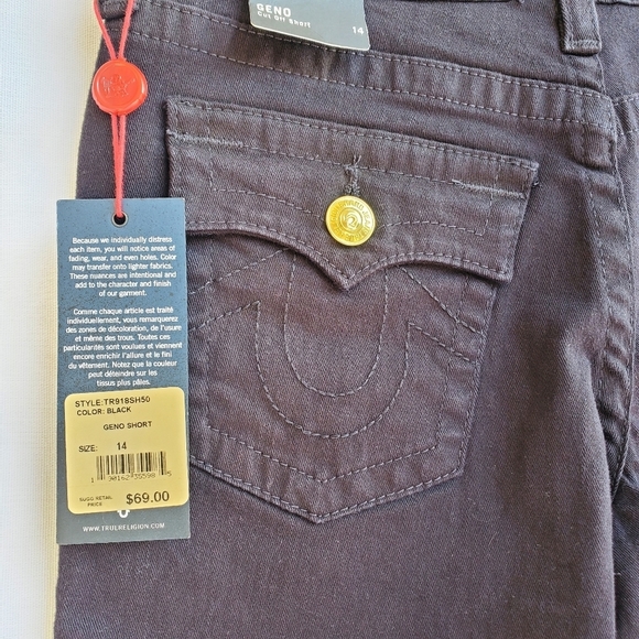 NWT True Religion Boys' Geno Frayed Denim Jean Short Sz 14 - Picture 7 of 13